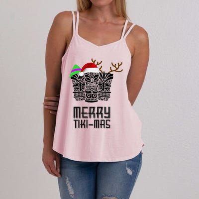 Merry Tikimas Christmas Santa Hat Tiki Women's Strappy Tank