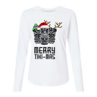 Merry Tikimas Christmas Santa Hat Tiki Womens Cotton Relaxed Long Sleeve T-Shirt