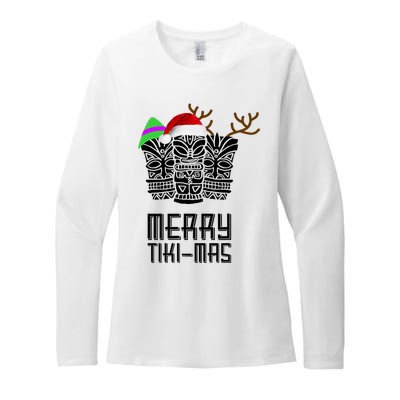 Merry Tikimas Christmas Santa Hat Tiki Womens CVC Long Sleeve Shirt