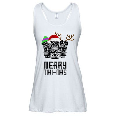 Merry Tikimas Christmas Santa Hat Tiki Ladies Essential Flowy Tank