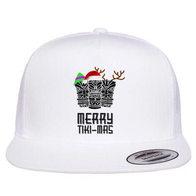 Merry Tikimas Christmas Santa Hat Tiki Flatbill Hat