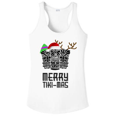 Merry Tikimas Christmas Santa Hat Tiki Ladies PosiCharge Competitor Racerback Tank