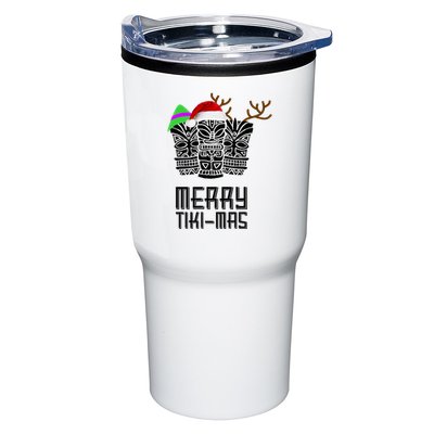 Merry Tikimas Christmas Santa Hat Tiki Tumbler