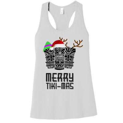 Merry Tikimas Christmas Santa Hat Tiki Women's Racerback Tank