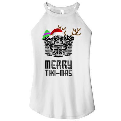 Merry Tikimas Christmas Santa Hat Tiki Women’s Perfect Tri Rocker Tank