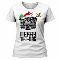 Merry Tikimas Christmas Santa Hat Tiki Women's T-Shirt