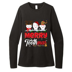 Merry Toothmas Cute Christmas Light Santa Elf Reindeer Teeth Long Sleeve Womens CVC Long Sleeve Shirt