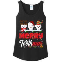 Merry Toothmas Cute Christmas Light Santa Elf Reindeer Teeth Long Sleeve Ladies Essential Tank