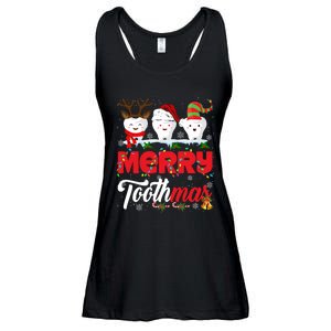 Merry Toothmas Cute Christmas Light Santa Elf Reindeer Teeth Long Sleeve Ladies Essential Flowy Tank