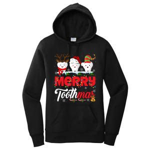 Merry Toothmas Cute Christmas Light Santa Elf Reindeer Teeth Long Sleeve Women's Pullover Hoodie