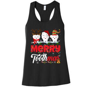 Merry Toothmas Cute Christmas Light Santa Elf Reindeer Teeth Long Sleeve Women's Racerback Tank