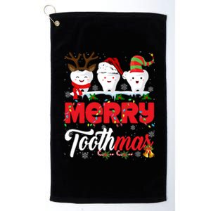 Merry Toothmas Cute Christmas Light Santa Elf Reindeer Teeth Long Sleeve Platinum Collection Golf Towel