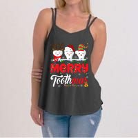 Merry Toothmas Cute Christmas Light Santa Elf Reindeer Teeth Long Sleeve Women's Strappy Tank