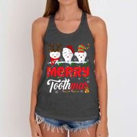 Merry Toothmas Cute Christmas Light Santa Elf Reindeer Teeth Long Sleeve Women's Knotted Racerback Tank