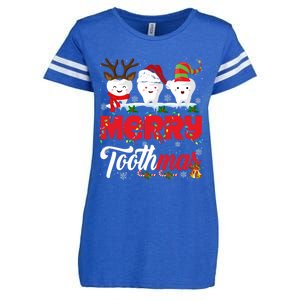 Merry Toothmas Cute Christmas Light Santa Elf Reindeer Teeth Long Sleeve Enza Ladies Jersey Football T-Shirt