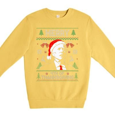 Merry Thanksgiving Christmas Ugly Funny Santa Joe Biden Premium Crewneck Sweatshirt