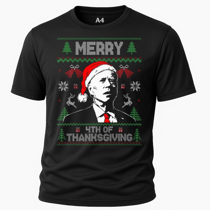 Merry Thanksgiving Christmas Ugly Funny Santa Joe Biden Cooling Performance Crew T-Shirt