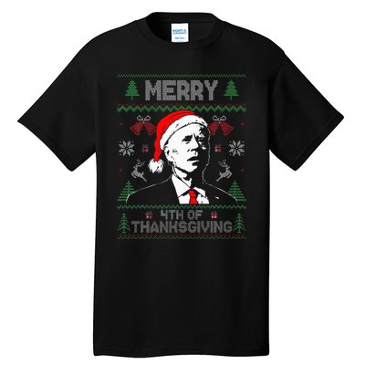 Merry Thanksgiving Christmas Ugly Funny Santa Joe Biden Tall T-Shirt