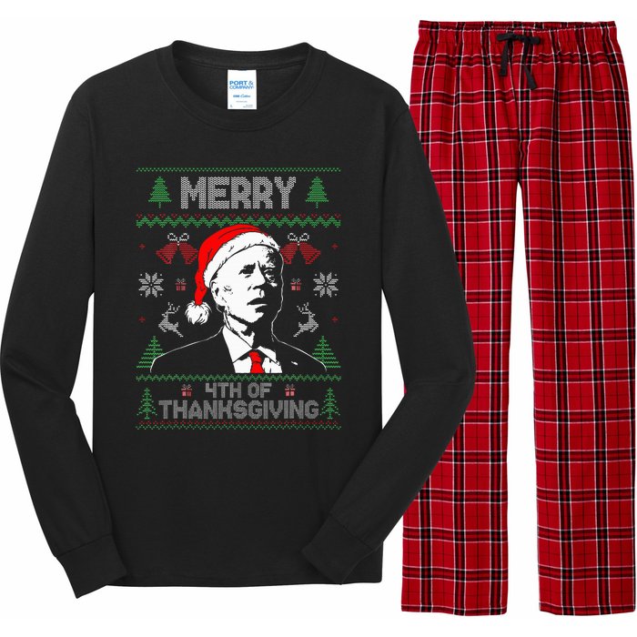 Merry Thanksgiving Christmas Ugly Funny Santa Joe Biden Long Sleeve Pajama Set