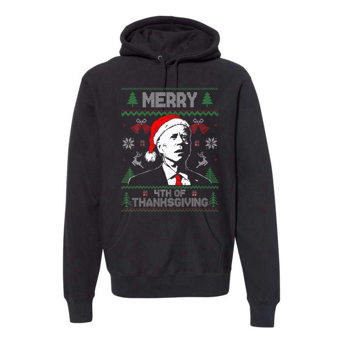 Merry Thanksgiving Christmas Ugly Funny Santa Joe Biden Premium Hoodie