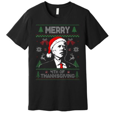 Merry Thanksgiving Christmas Ugly Funny Santa Joe Biden Premium T-Shirt