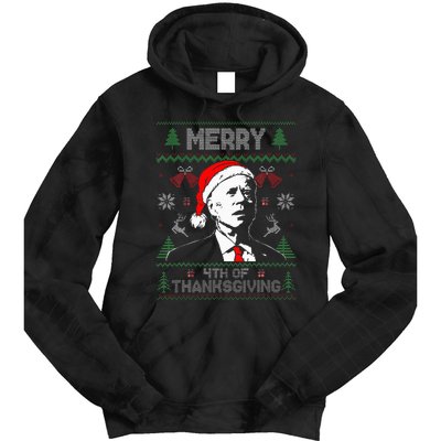 Merry Thanksgiving Christmas Ugly Funny Santa Joe Biden Tie Dye Hoodie