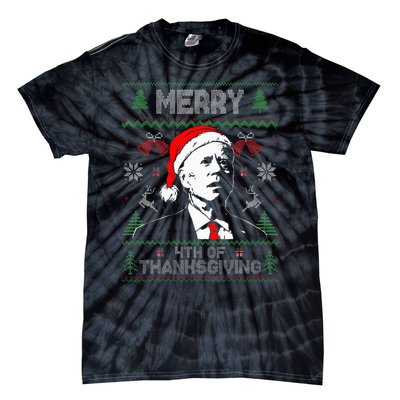 Merry Thanksgiving Christmas Ugly Funny Santa Joe Biden Tie-Dye T-Shirt