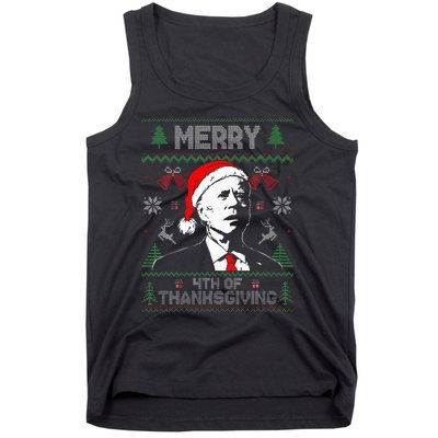 Merry Thanksgiving Christmas Ugly Funny Santa Joe Biden Tank Top