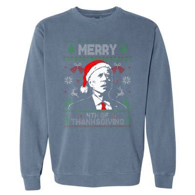 Merry Thanksgiving Christmas Ugly Funny Santa Joe Biden Garment-Dyed Sweatshirt