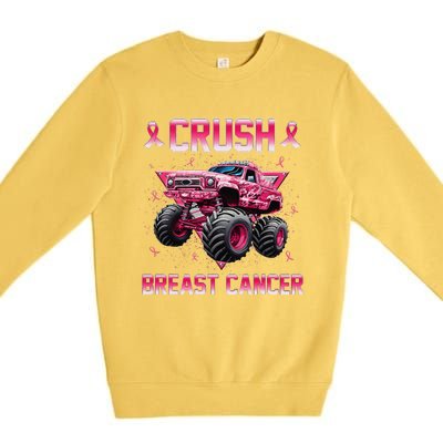 Monster Truck Crush Breast Cancer Awareness Gift Premium Crewneck Sweatshirt