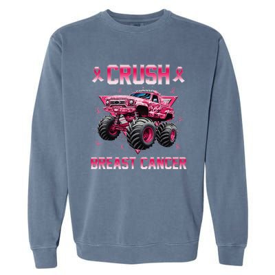 Monster Truck Crush Breast Cancer Awareness Gift Garment-Dyed Sweatshirt