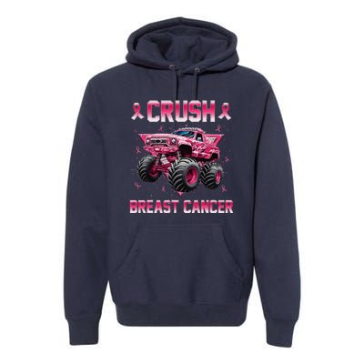 Monster Truck Crush Breast Cancer Awareness Gift Premium Hoodie