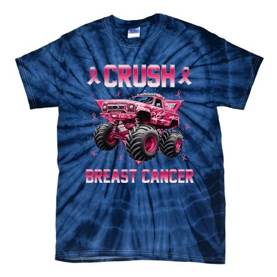 Monster Truck Crush Breast Cancer Awareness Gift Tie-Dye T-Shirt