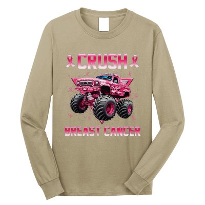 Monster Truck Crush Breast Cancer Awareness Gift Long Sleeve Shirt