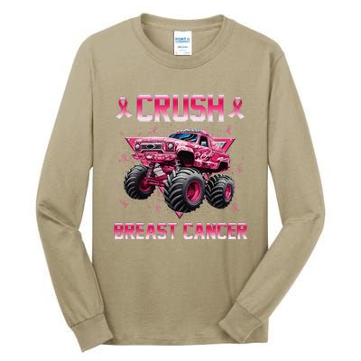 Monster Truck Crush Breast Cancer Awareness Gift Tall Long Sleeve T-Shirt