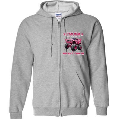 Monster Truck Crush Breast Cancer Awareness Gift Full Zip Hoodie