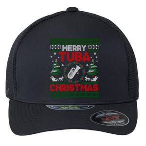 Merry Tuba Christmas Ugly Music Instrut Ugly Xmas Cute Gift Flexfit Unipanel Trucker Cap