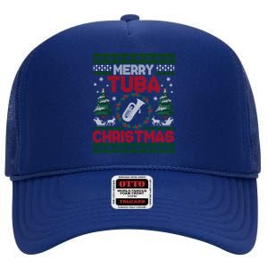 Merry Tuba Christmas Ugly Music Instrut Ugly Xmas Cute Gift High Crown Mesh Back Trucker Hat