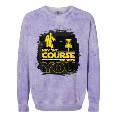 May The Course Be With You Funny Disc Golf Colorblast Crewneck Sweatshirt