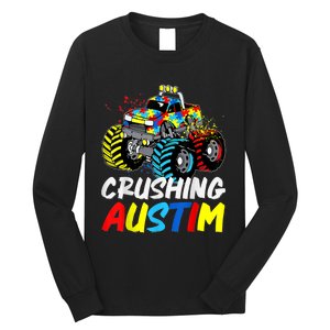 Monster Truck Crushing Austim Shirt Autism Awareness Long Sleeve Shirt