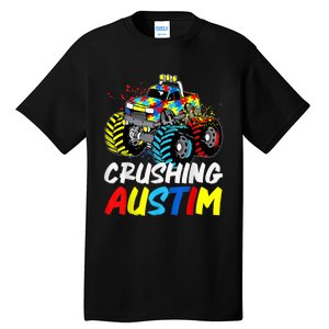 Monster Truck Crushing Austim Shirt Autism Awareness Tall T-Shirt