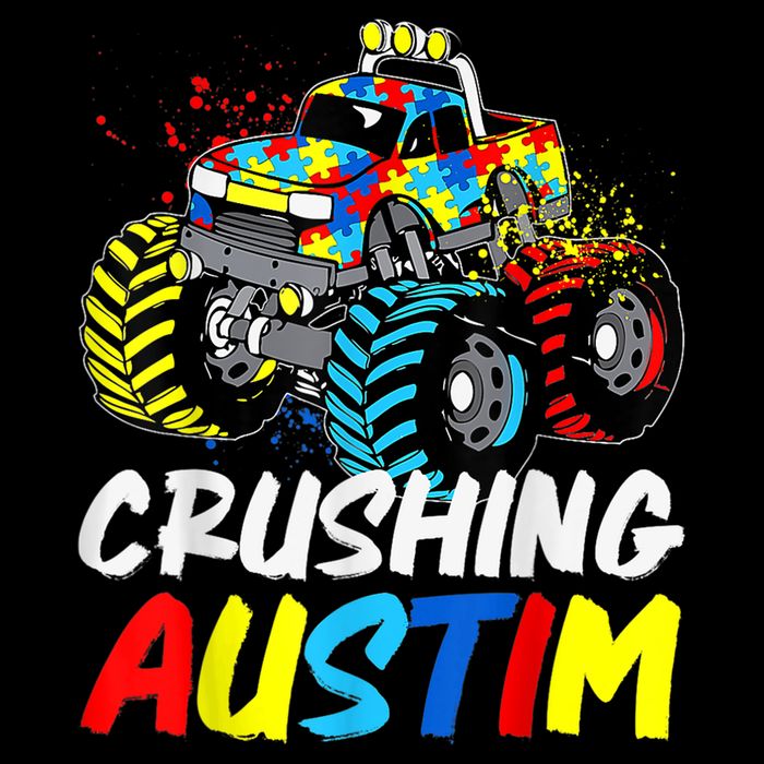 Monster Truck Crushing Austim Shirt Autism Awareness Drawstring Bag