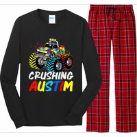 Monster Truck Crushing Austim Shirt Autism Awareness Long Sleeve Pajama Set