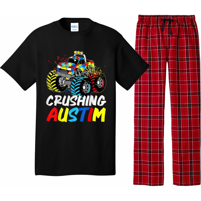 Monster Truck Crushing Austim Shirt Autism Awareness Pajama Set