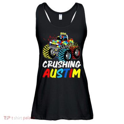 Monster Truck Crushing Austim Shirt Autism Awareness Ladies Essential Flowy Tank