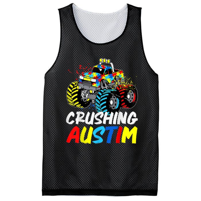 Monster Truck Crushing Austim Shirt Autism Awareness Mesh Reversible Basketball Jersey Tank