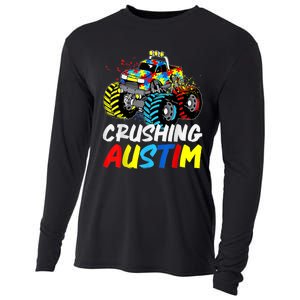 Monster Truck Crushing Austim Shirt Autism Awareness Cooling Performance Long Sleeve Crew