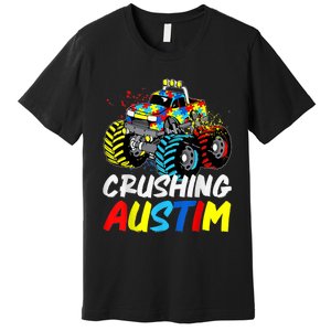 Monster Truck Crushing Austim Shirt Autism Awareness Premium T-Shirt