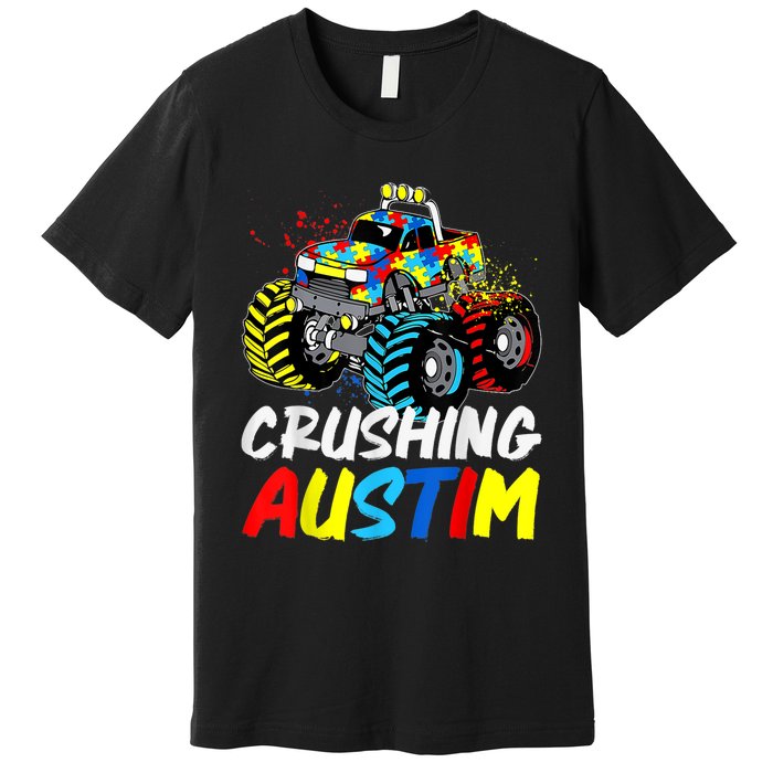 Monster Truck Crushing Austim Shirt Autism Awareness Premium T-Shirt