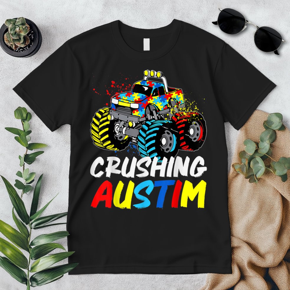 Monster Truck Crushing Austim Shirt Autism Awareness Premium T-Shirt